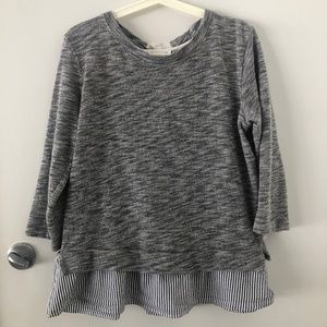 Anthropologie Clu + Willoughby Ainsley Gray Long Sleeves Top/ M